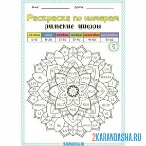 Раскраска математика римские цифры