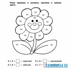 Раскраска математика умножение