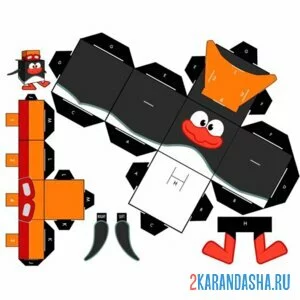 Раскраска вырежи и склей пингвин