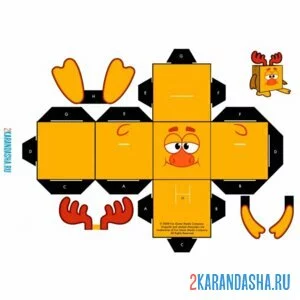 Раскраска вырежи и склей олень