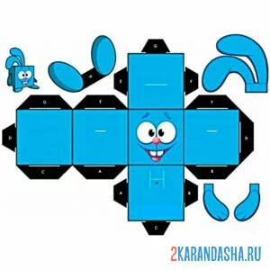 Раскраска вырежи и склей зайчик