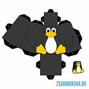 Раскраска вырежи и склей бумажный пингвин