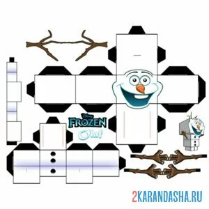 Раскраска вырежи и склей олаф