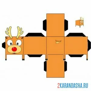 Раскраска вырежи и склей олень из бумаги