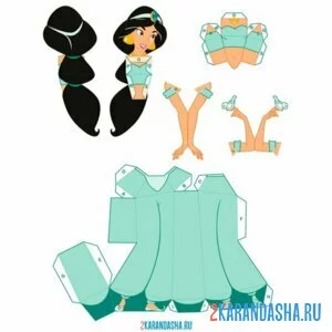 Раскраска вырежи и склей принцесса жасмин