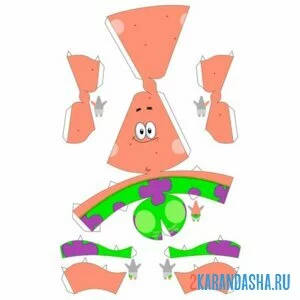 Раскраска вырежи и склей патрик