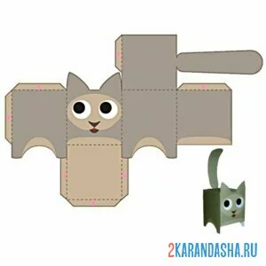 Раскраска вырежи и склей котик из бумаги