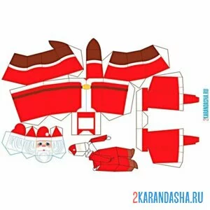 Раскраска вырежи и склей санта клаус