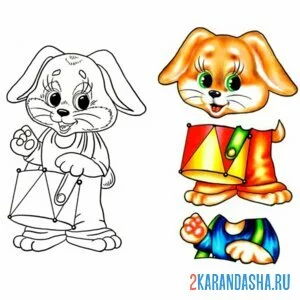 Раскраска вырежи и наклей зайку