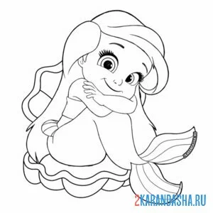Раскраска милашка русалочка