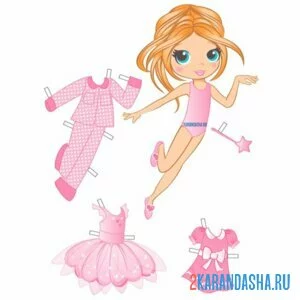 Раскраска цветная бумажная фея с одеждой