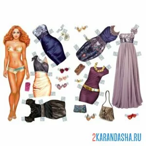 Раскраска настоящая кукла для вырезания с одеждой