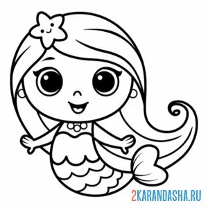 Раскраска легкая раскраска русалка