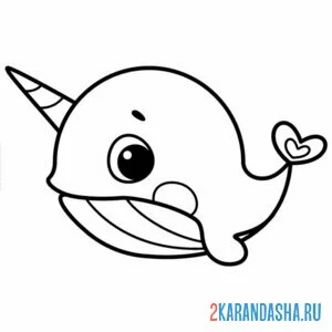 Раскраска легкая раскраска кит-единорог