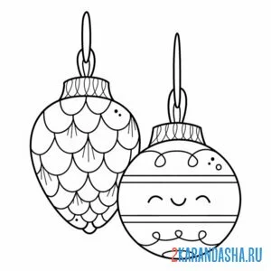Раскраска простая раскраска новогодние игрушки