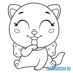 Раскраска простая раскраска милый котик