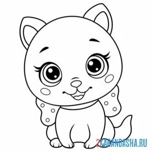 Раскраска красивая легкая раскраска кошечка