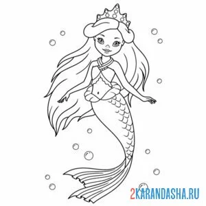 Раскраска принцесса-русалочка океан