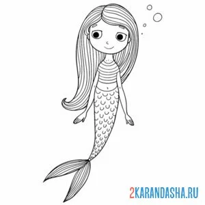 Раскраска девочка русалка