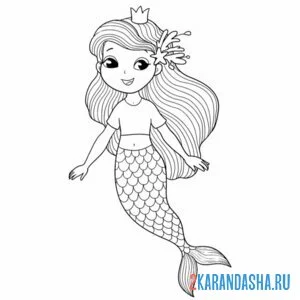 Раскраска русалка девчонка