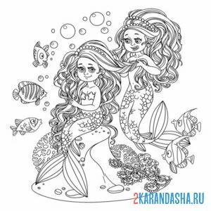 Раскраска две русалки