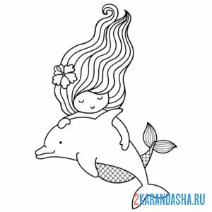 Раскраска дельфин и русалка
