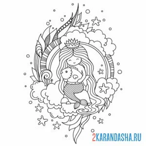 Раскраска тематика русалки