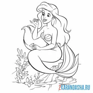 Раскраска ариэль ест печеньку