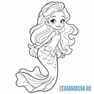 Раскраска супер-красивая русалка
