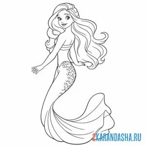 Раскраска очень красивая русалка