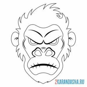 Раскраска морда гориллы