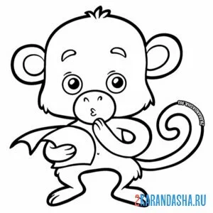 Раскраска обезьянка с листком