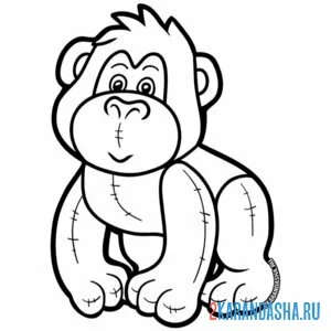 Раскраска обезьянка маленькая горилла