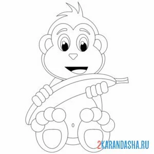Раскраска обезьянка нашла банан
