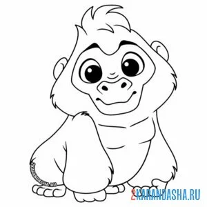 Раскраска малыш горилла обезьянка