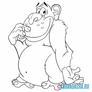 Раскраска смешная обезьяна
