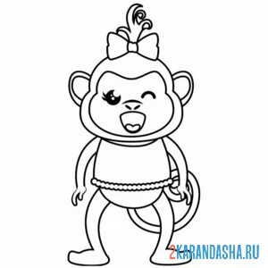 Раскраска обезьянка с бантиком