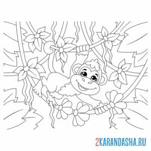 Раскраска ловкая обезьянка