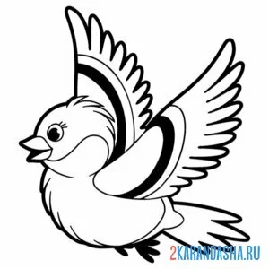 Раскраска синичка крылья