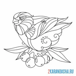 Раскраска арт снегирь