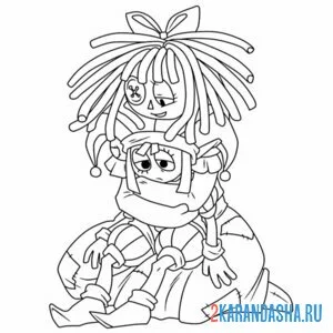 Раскраска удивительный цифровой цирк мультик
