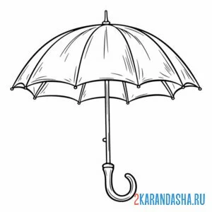 Раскраска зонт с ручкой