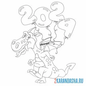 Раскраска дракон на новый 2024 год