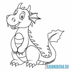 Раскраска хорошенький дракон 2024