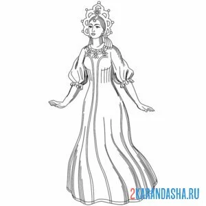 Раскраска снегурочка в кокошнике