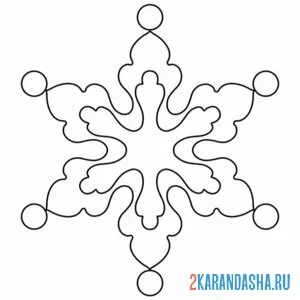 Раскраска простая снежинка шаблон