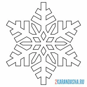 Раскраска красивая снежинка для вырезания