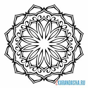 Раскраска снежинка мандала