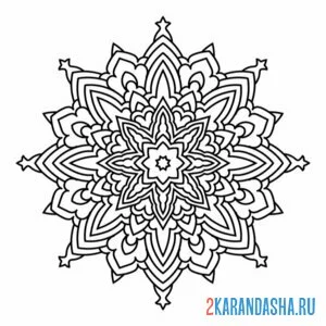 Раскраска снежинка как мандала