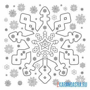 Раскраска зимняя снежинка